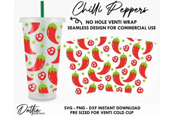 Chili Peppers Cold Cup No Hole SVG 24oz