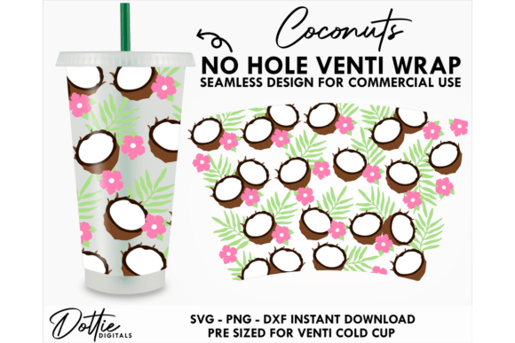 Coconut Cold Cup No Hole SVG 24oz
