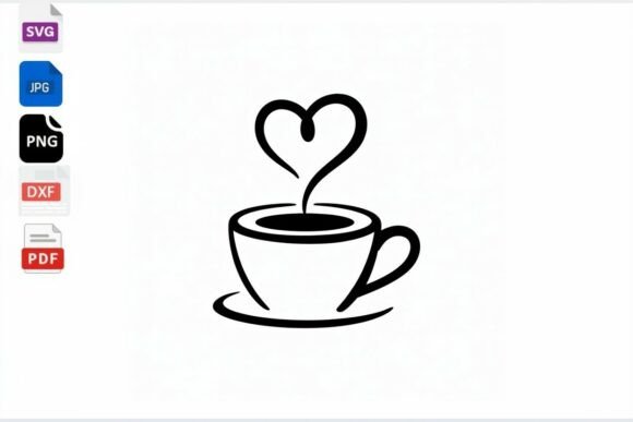 Coffee Cup Heart Steam SVG DXF PNG Review