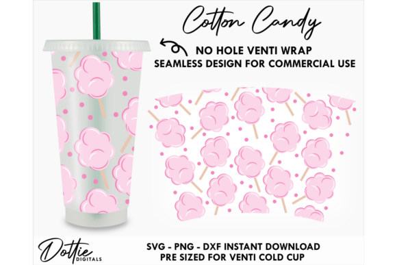 Cotton Candy Cold Cup No Hole SVG 24oz