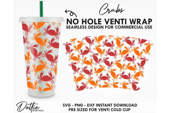 Crabs Cold Cup No Hole SVG 24oz
