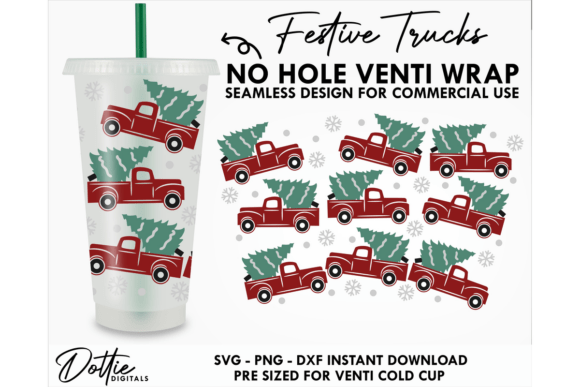 Festive Truck Cold Cup No Hole SVG 24oz