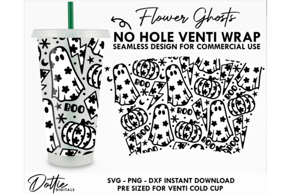Floral HalloweeCold Cup No Hole SVG 24oz