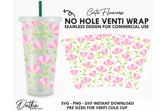 Flowers Cold Cup No Hole SVG 24oz