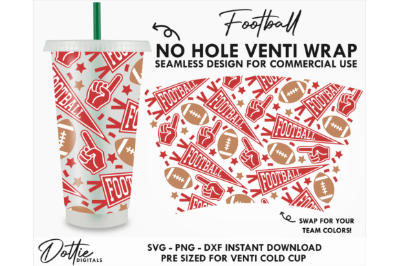 Football Cold Cup SVG 24oz