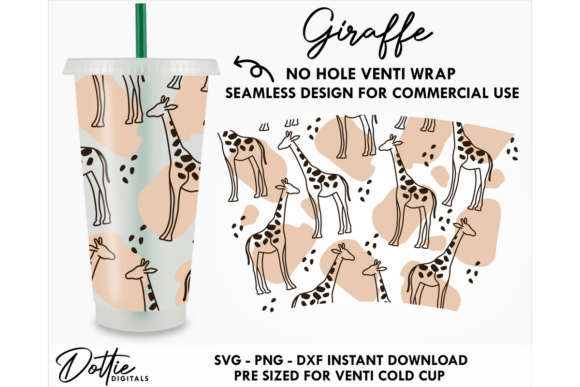 Giraffe Cold Cup No Hole SVG 24oz