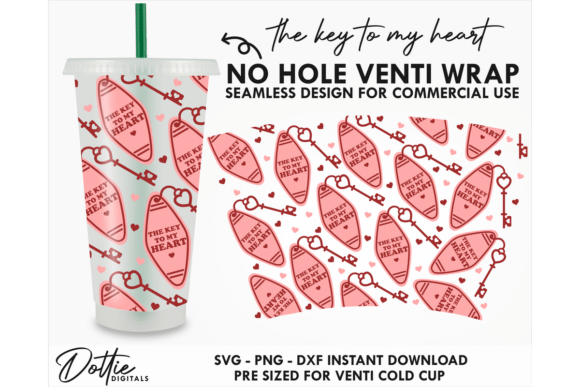Key to My Heart Cold Cup No Hole SVG 24oz