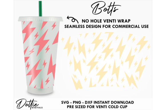 Lightning Bolt Cold Cup No Hole SVG