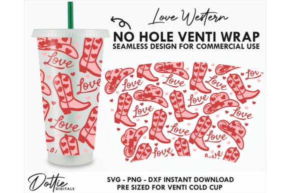 Love Cowboy Cold Cup No Hole SVG 24oz
