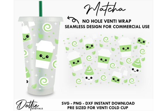 Matcha Drink Cold Cup No Hole SVG 24oz