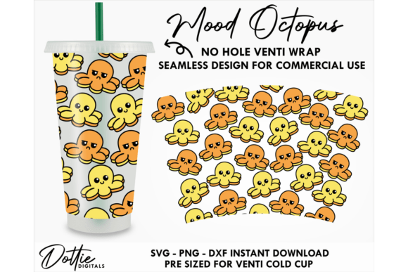 Mood Octopus Cold Cup No Hole SVG 24oz