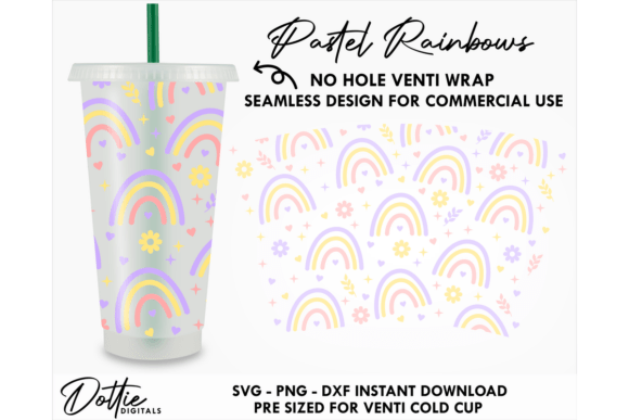 Rainbows Cold Cup No Hole SVG 24oz