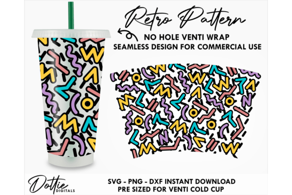 Retro Pattern Cold Cup No Hole SVG 24oz