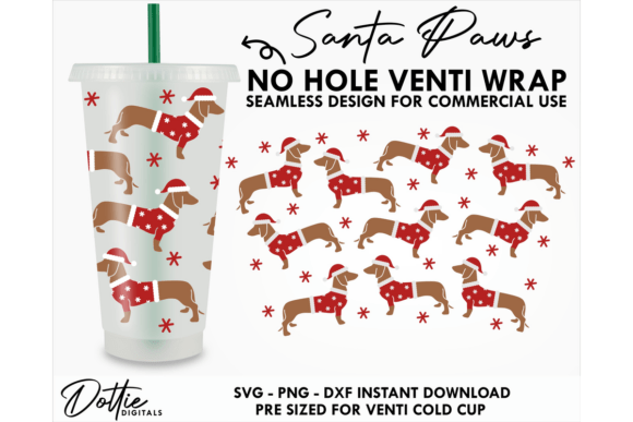 Santa Paws Cold Cup No Hole SVG 24oz