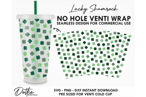 Shamrocks Cold Cup No Hole SVG 24oz