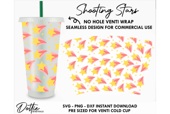 Shooting Star Cold Cup No Hole SVG 24oz