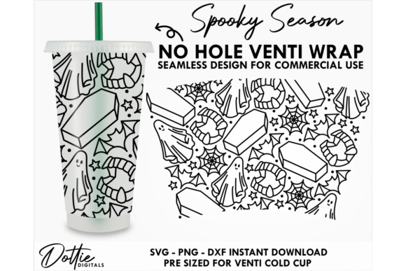 Spooky Cold Cup No Hole SVG 24oz