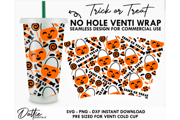 Trick or Treat Cold Cup No Hole SVG 24oz