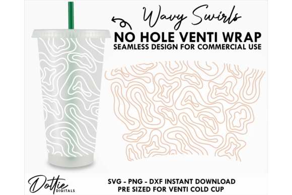 Wavy Swirls Cold Cup No Hole SVG