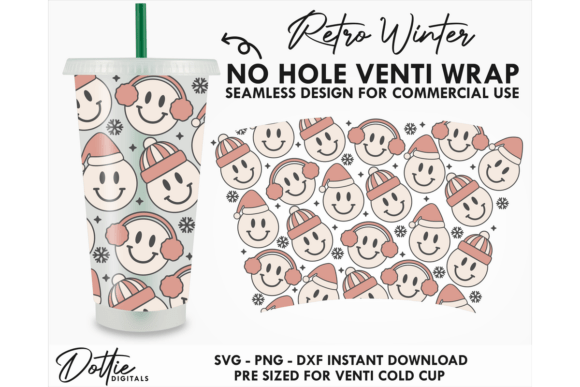 Winter Faces Cold Cup No Hole SVG 24oz
