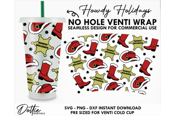 Xmas Cowboy Cold Cup No Hole SVG 24oz