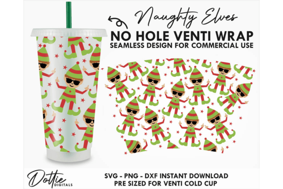 Xmas Elf Cold Cup No Hole SVG 24oz
